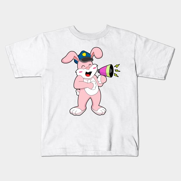 Rabbit Police officer Microphone Kids T-Shirt by Markus Schnabel